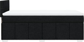 vidaXL Κρεβάτι Boxspring με Στρώμα Μαύρο 90x200 εκ. Υφασμάτινο