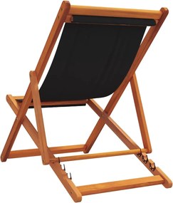 vidaXL Καρέκλες Παραλίας Πτυσσόμενες 2 τεμ. Μαύρες Υφασμάτινες