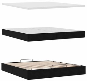 Οθωμανικό κρεβάτι με στρώματα &amp; LEDs Μαύρο 200x200cm Velvet 3312790