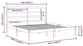 Σκελετός Κρεβ. Χωρίς Στρώμα Λευκό 200x200 εκ Μασίφ Πεύκο - Λευκό