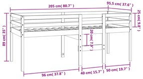 Κρεβάτι Υπερυψωμένο Καφέ Κεριού 90x200 εκ από Μασίφ Ξύλο Πεύκου - Καφέ