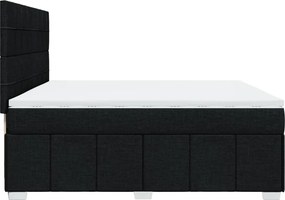 vidaXL Κρεβάτι Boxspring με Στρώμα Μαύρο 200x200 εκ. Υφασμάτινο