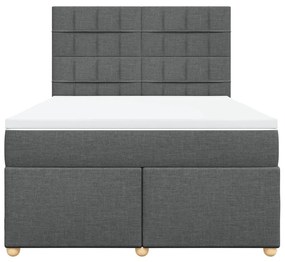 vidaXL Κρεβάτι Boxspring με Στρώμα Σκούρο Γκρι 140x190 εκ. Υφασμάτινο