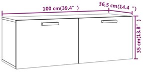 Ντουλάπι Τοίχου Καφέ Δρυς 100x36,5x35 εκ. Επεξεργασμένο Ξύλο - Καφέ