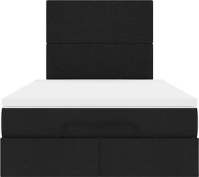 vidaXL Οθωμανικό κρεβάτι με στρώμα Μαύρο 120x190 cm Ύφασμα