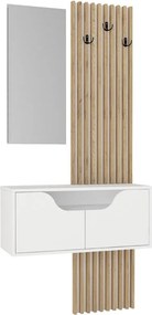 Έπιπλο εισόδου Naro Megapap χρώμα λευκό - sepet oak 90x35x204,2εκ.