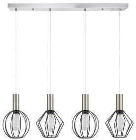 Φωτιστικό Οροφής  SE21-NM-4-4BL-GR12 ADEPT FLEX Nickel Matt Pendant Black Metal Grid+ - 77-8922 - 51W - 100W - 77-8922