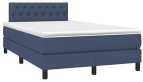 vidaXL Κρεβάτι Boxspring με Στρώμα Μπλε 120x190 εκ. Υφασμάτινο