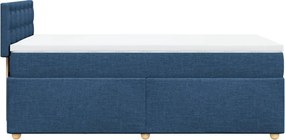 vidaXL Κρεβάτι Boxspring με Στρώμα Μπλε 90x190 εκ.Υφασμάτινο