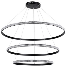 Φωτιστικό Οροφής Diamond Trio 61140 Led 150W Φ60+80+100cm Black GloboStar Aluminium