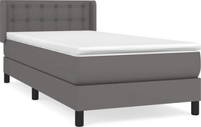 vidaXL Κρεβάτι Boxspring με Στρώμα Γκρι 80 x 200 εκ. Συνθετικό Δέρμα