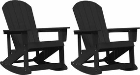 vidaXL Καρέκλες Ροκάντας Adirondack 2 pcs Μαύρο HDPE