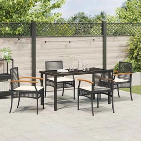 vidaXL Σέτ φαγητού για κήπο 5 pcs Μαύρο συνθετικό ρατάν