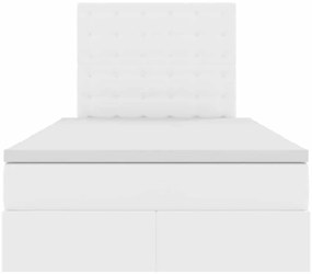 vidaXL Κρεβάτι Αποθήκης Καθαρό Λευκό 120 x 200 cm Τεχνητό Δέρμα