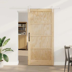 vidaXL Συρόμενη Πόρτα με Σετ Υλικών 93x202 εκ. Μασίφ Ξύλου Πεύκου