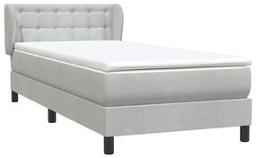 Box Spring κρεβάτι με στρώμα ανοιχτό γκρι 80x220 cm Βελούδινο - Γκρι