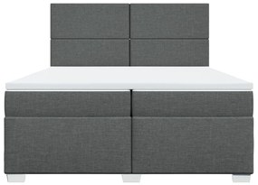 vidaXL Κρεβάτι Boxspring με Στρώμα Σκούρο Γκρι 200x200 εκ. Υφασμάτινο