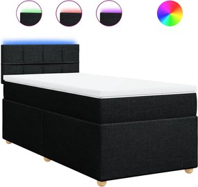 vidaXL Κρεβάτι Boxspring με Στρώμα Μαύρο 90x190 εκ.Υφασμάτινο