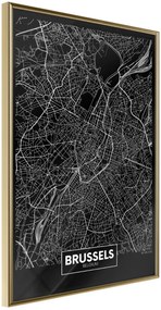 Αφίσα - City Map: Brussels (Dark) - 20x30 - Χρυσό - Χωρίς πασπαρτού