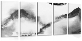 Εικόνα 5 τμημάτων Ιαπωνική ζωγραφική σε ασπρόμαυρο - 100x50