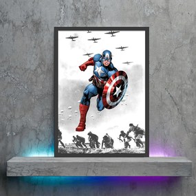 Πόστερ &amp;  Κάδρο Comic Captain America CM006 40x50cm Μαύρο Ξύλινο Κάδρο (με πόστερ)