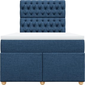 vidaXL Κρεβάτι Boxspring με Στρώμα Μπλε 120x190 εκ. Υφασμάτινο