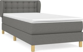 vidaXL Κρεβάτι Boxspring με Στρώμα Σκούρο Γκρι 90x190 εκ. Υφασμάτινο