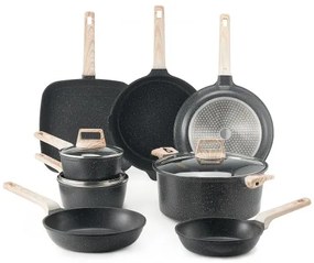 VEVOR 19 Piece Pots and Pans Set Granite Nonstick Kitchen Cookware Black