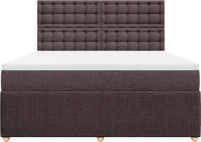 vidaXL Κρεβάτι Boxspring με Στρώμα Σκούρο Καφέ 180x200 εκ Υφασμάτινο