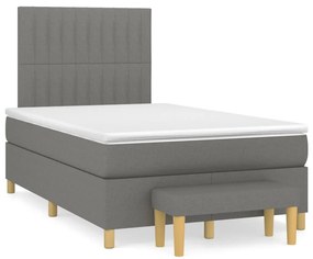 vidaXL Κρεβάτι Boxspring με Στρώμα Σκούρο Γκρι 120x200 εκ. Υφασμάτινο