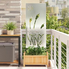 vidaXL Οθόνη Ιδιωτικότητας Κήπου Μαιανδρικό σχέδιο Ασημί 50 x 140 εκ
