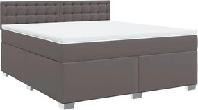 vidaXL Κρεβάτι Boxspring με Στρώμα Γκρι 180x200 εκ. Συνθετικό Δέρμα