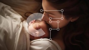 Intra Συλλεκτικό Ξύλινο Παζλ Plywood 4mm - Μητέρα που φιλά το νεογέννητο μωρό στο κρεβάτι Σε Ξύλινο Κουτί - Διαστάσεις Puzzle: 10x10 cm – 25 κομμάτια