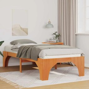 vidaXL Κρεβάτι δαπέδου Καφέ 80 x 200 cm Μασίφ ξύλο πεύκου