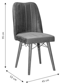 Καρέκλα Vespera I pakoworld βελούδο γκρι-καρυδί πόδι