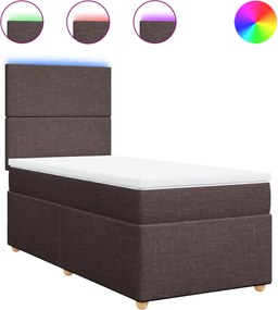 vidaXL Κρεβάτι Boxspring με Στρώμα Σκούρο Καφέ 100x200 εκ. Υφασμάτινο