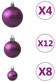 vidaXL Χριστουγεννιάτικες Μπάλες Σετ 100 Τεμαχίων Μοβ