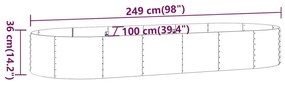 Ζαρντινιέρα Πράσινη 249x100x36εκ Ατσάλι με Ηλεκτρ. Βαφή Πούδρας - Πράσινο