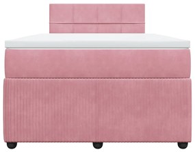 vidaXL Κρεβάτι Boxspring με Στρώμα Ροζ 120x190 εκ. Βελούδινο