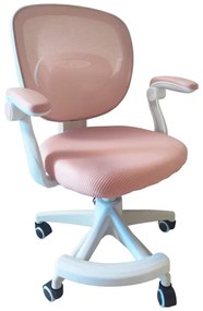 Καρέκλα γραφείου παδική Bernu pakoworld ύφασμα mesh σε ροζ απόχρωση 47x56x80-90εκ