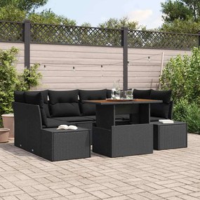 vidaXL Σετ Καναπέ Κήπου με αποθήκευση 7 pcs Μαύρο Πολυ ράταν