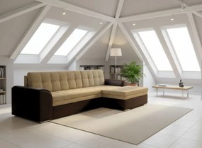 Γωνιακός καναπές Comfort-Δεξιά-Καφέ - Μπεζ