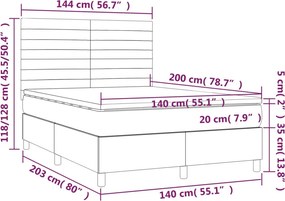 vidaXL Κρεβάτι Boxspring με Στρώμα Κρεμ 140x200 εκ. Υφασμάτινο
