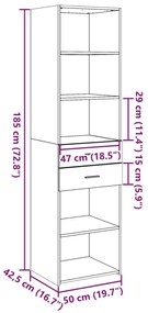 Ντουλάπι Γκρι Sonoma 50x42,5x185 εκ. από Επεξεργασμένο Ξύλο - Γκρι