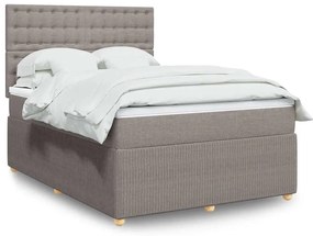 vidaXL Κρεβάτι Boxspring με Στρώμα Taupe 140x190 εκ. Υφασμάτινο