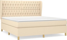 vidaXL Κρεβάτι Boxspring με Στρώμα Κρεμ 180x200 εκ. Υφασμάτινο