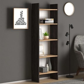 Βιβλιοθήκη μελαμίνης Flora Megapap χρώμα industrial grey - oak 52x25x158εκ. 0127276