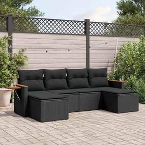 vidaXL Patio Sofa Set 6-θέσια Black