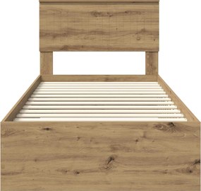 vidaXL Σκελετός Κρεβατιού Artisan Δρυς 90 x 190 cm Επεξεργασμένο Ξύλο