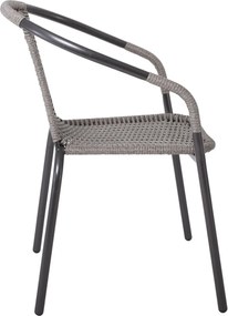 BALENO Πολυθρόνα Στοιβαζόμενη, Μέταλλο Βαφή Ανθρακί, Wicker Mixed Grey   1τμχ